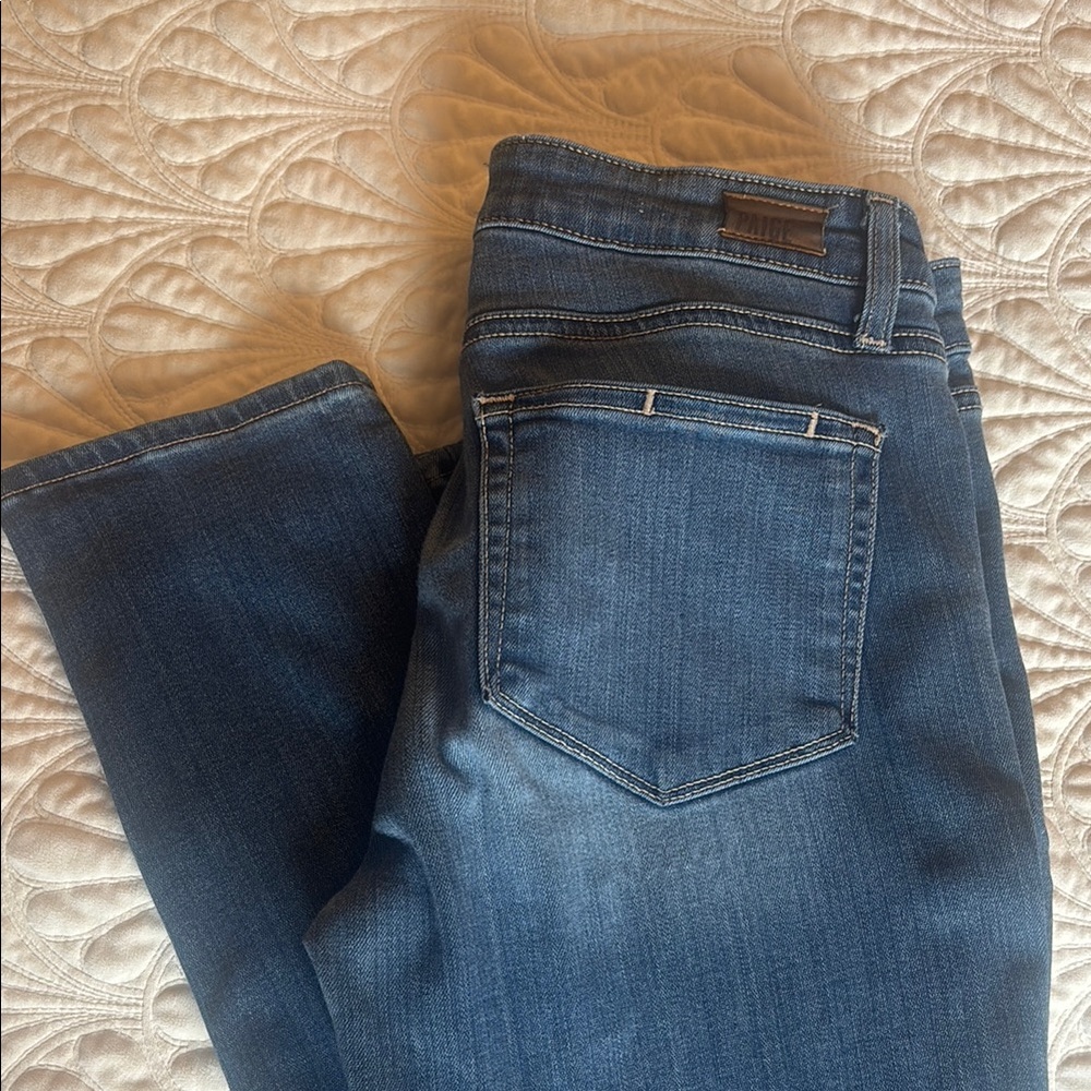 PAIGE Dark Blue Straight Leg Jeans